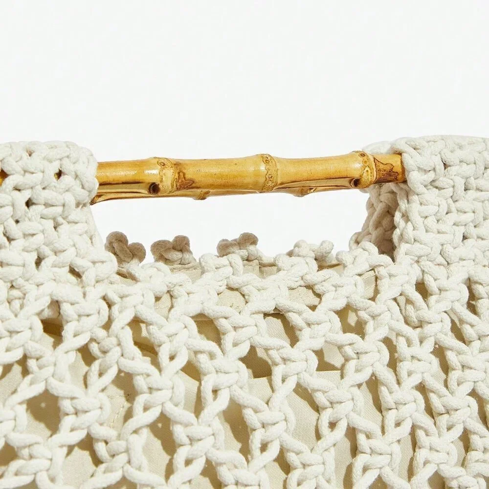 Beige Vacation Women's Woven Clutch Bag